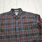 2000s LL Bean Grey/Red Plaid Button Down Shirt Size XXL