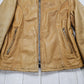 1970s Unbranded Tan Leather Cafe Racer Motorcycle Biker Jacket Size M