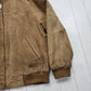 1990s/2000s Boston Harbour Tan Leather Bomber Jacket Size XL