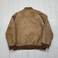 1990s/2000s Boston Harbour Tan Leather Bomber Jacket Size XL