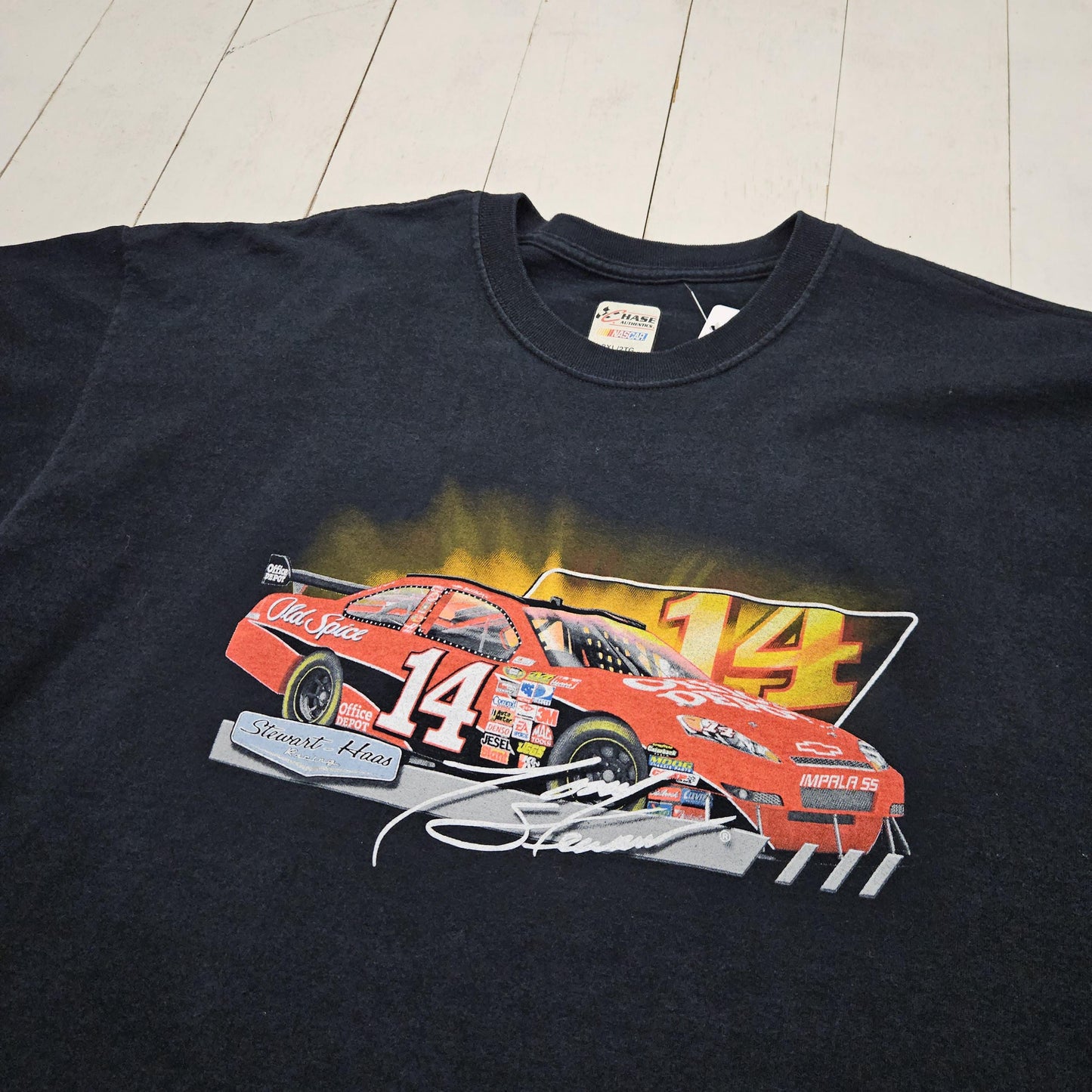 2000s 2009 Chase Authentics Black Tony Stewart Haas NASCAR Racing T-Shirt Size XXL