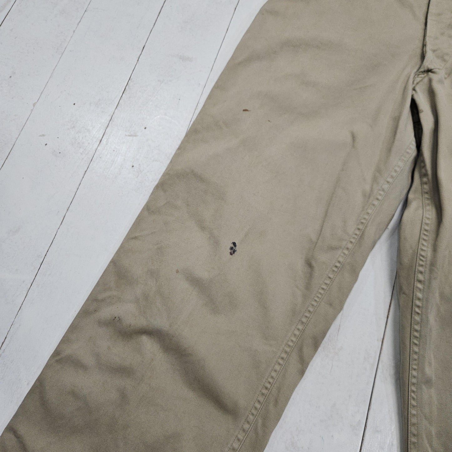 1950s 1951 US Military Cotton Khaki Chino Uniform Pants Made in USA Size 28x28.5