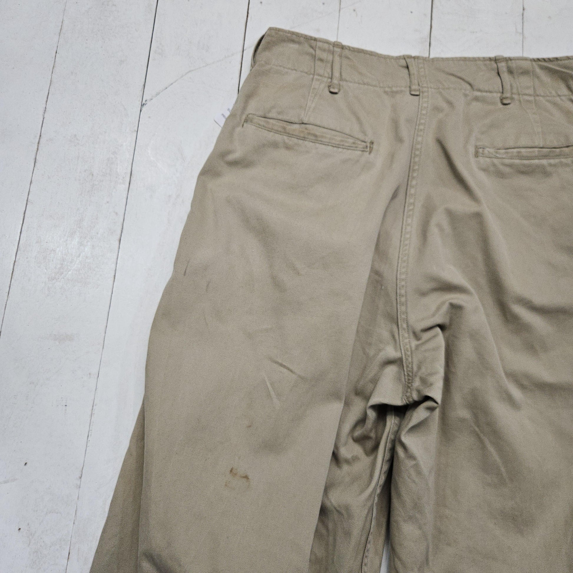 1950s 1951 US Military Cotton Khaki Chino Uniform Pants Made in USA Size 28x28.5