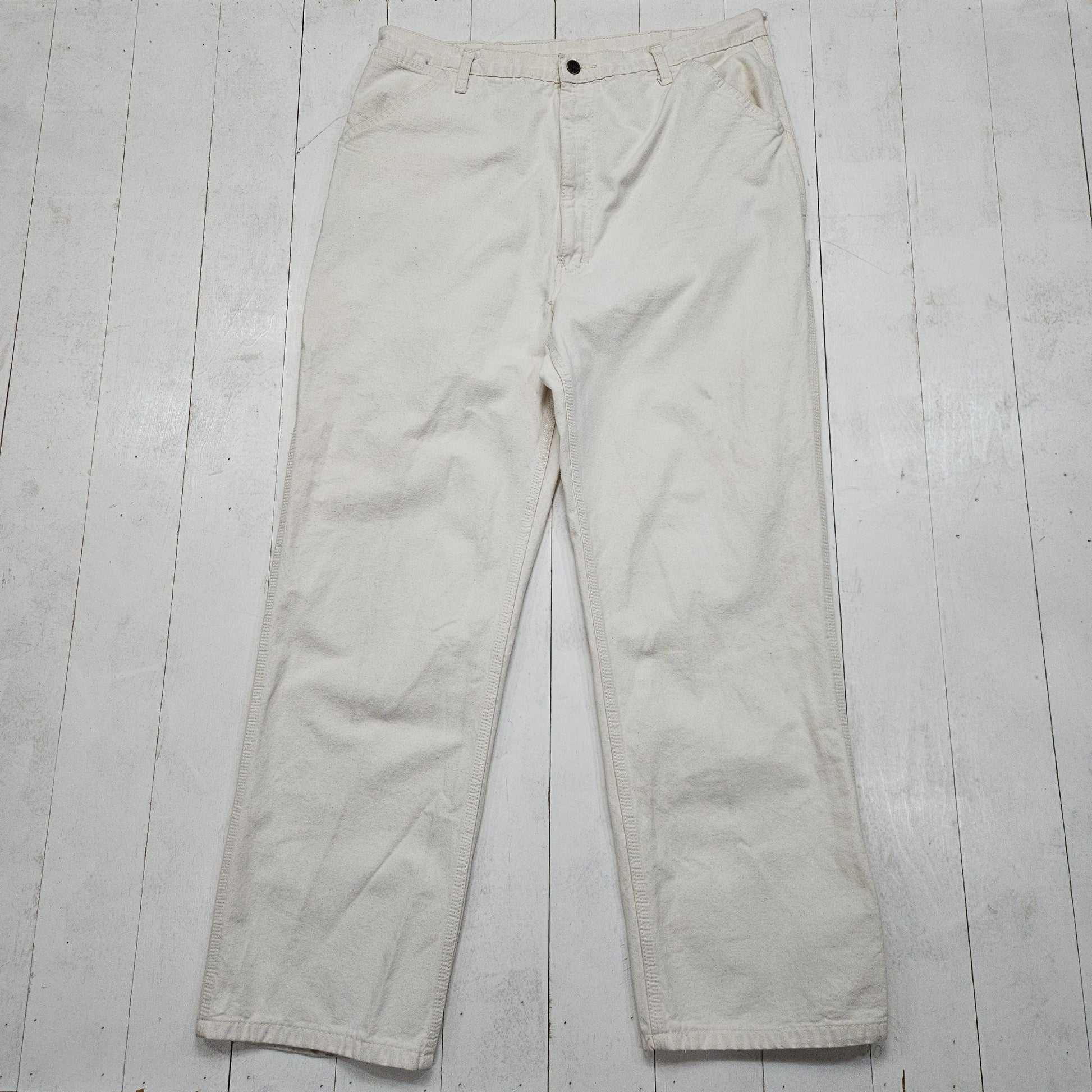 1990s Roebucks White Carpenter Painter Pants Work Pants Size 37x30