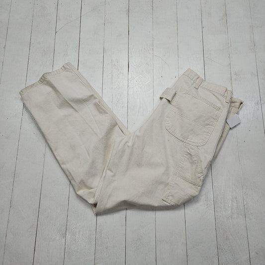 1990s Roebucks White Carpenter Painter Pants Work Pants Size 37x30