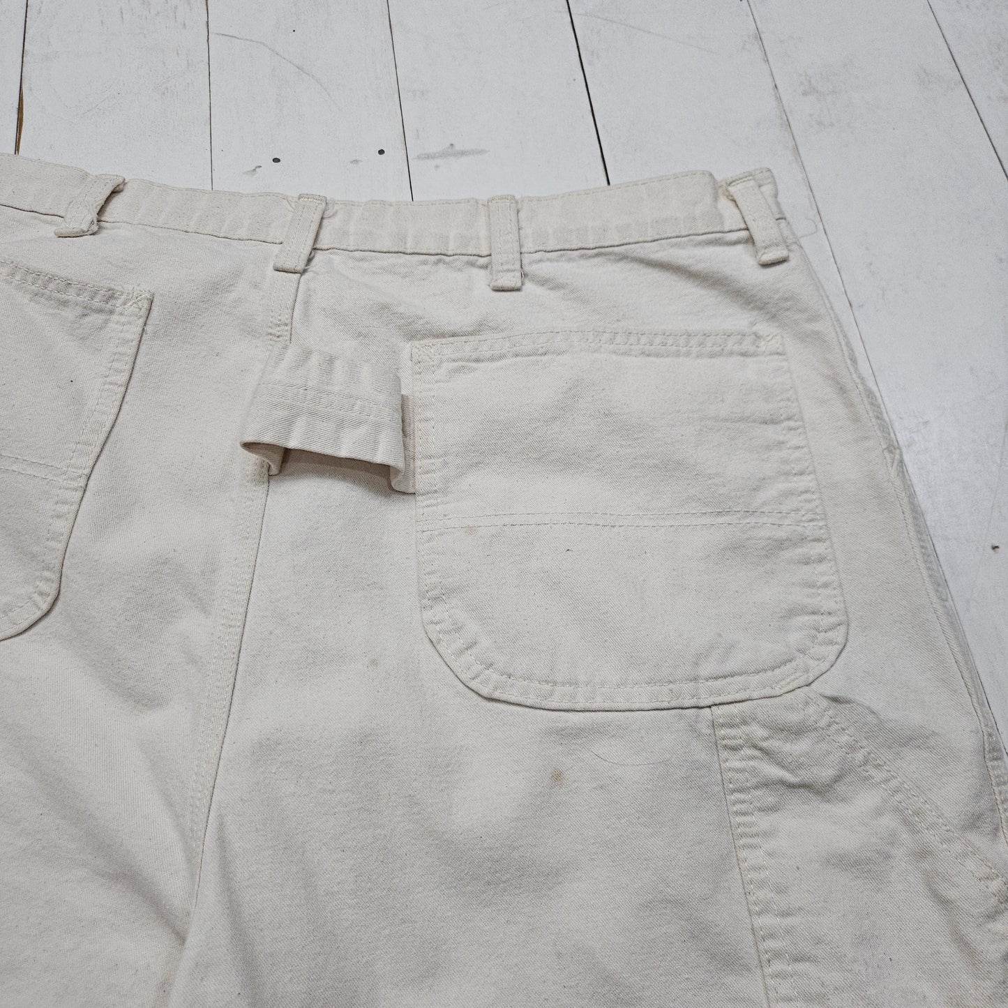 1990s Roebucks White Carpenter Painter Pants Work Pants Size 37x30