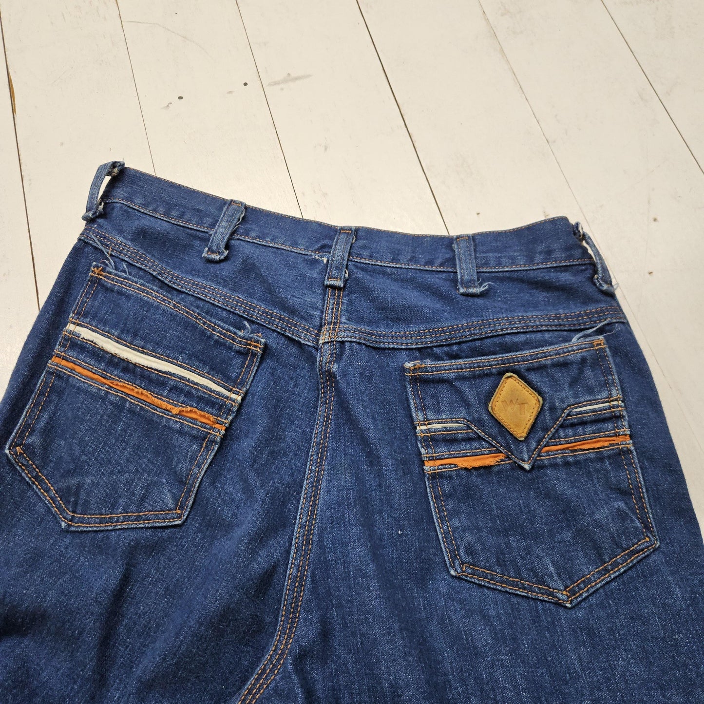 1970s Wrangler Wrapid Transit Denim Bell Bottom Flares Made in USA Size 30x33.5