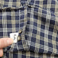 1990s/2000s Y2K Towncraft Blue White Windowpane Plaid Flannel Shirt Size L