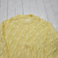 Handknit Pastel Yellow Cable Knit Sweater Size L