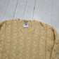 1990s Eddie Bauer Light Yellow Cable Knit V-Neck Cotton Knit Sweater Womens Size XL