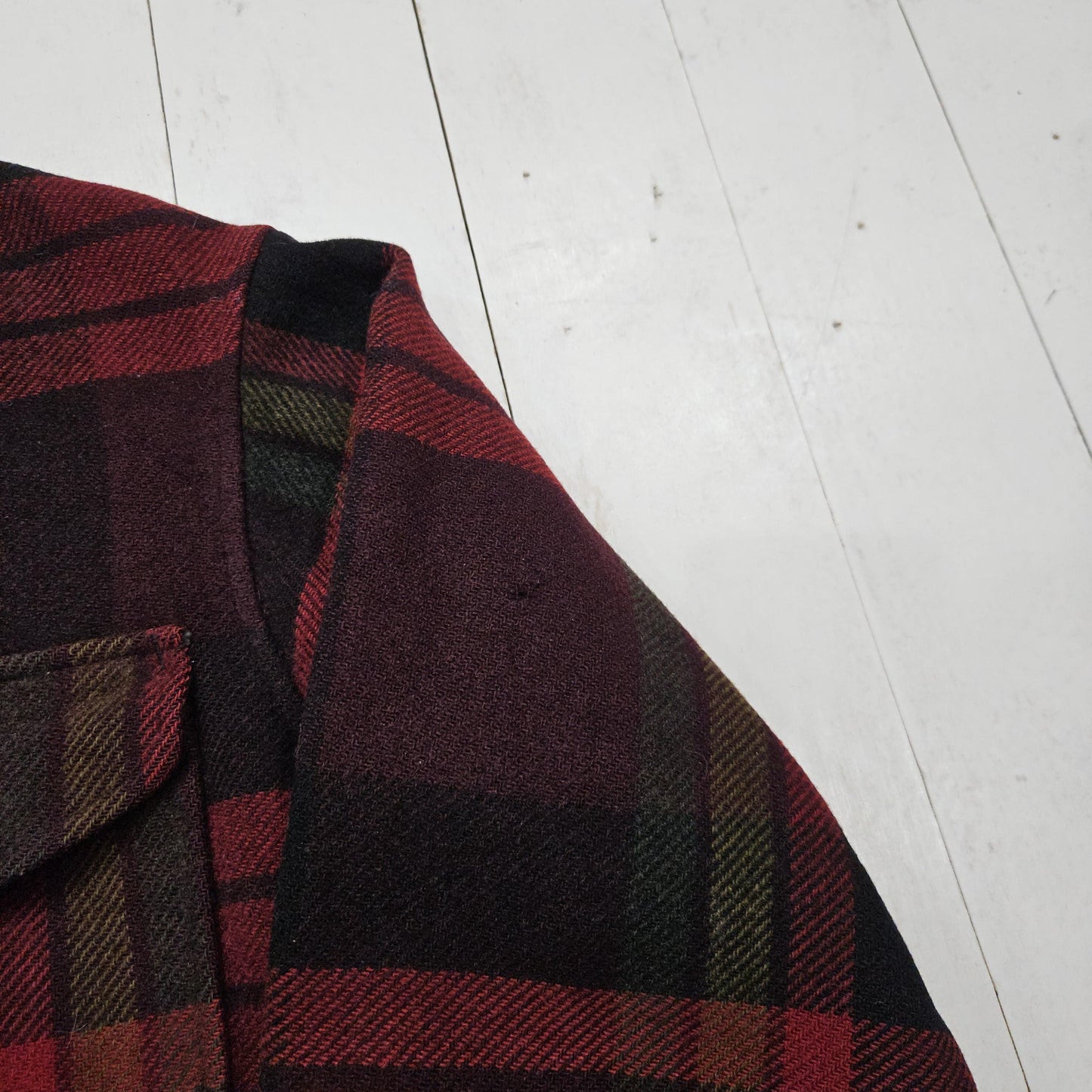 1960s/1970s Pendleton Red Plaid Heavyweight Overshirt Jacket Shacket Made in USA Size L