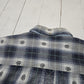 1990s/2000s Y2K County Seat Blue Grey Plaid Button Down Shirt Size L