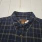 2000s Y2K Faded Glory Blue Plaid Flannel Button Down Shirt Size XL