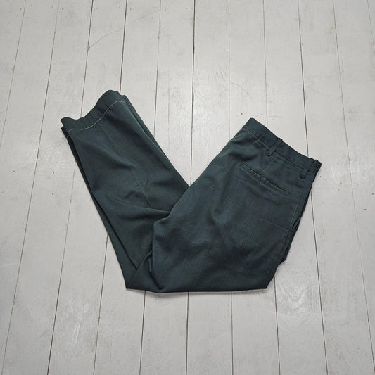 1970s Green Permanent Twill Work Pants Size 35x27