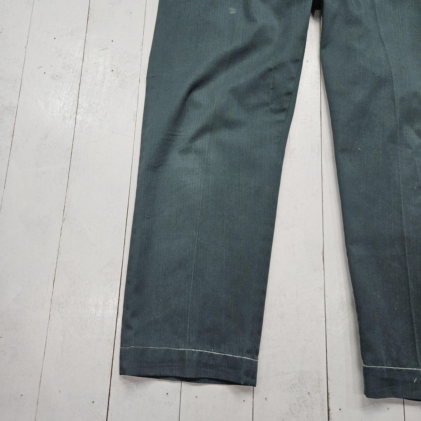 1970s Green Permanent Twill Work Pants Size 35x27