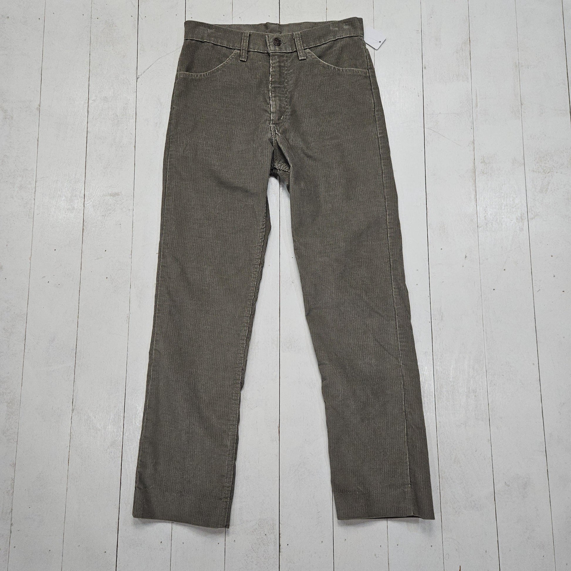 1980s Levi's 519 Light Grey Corduroy Pants Made in USA Size 30x29