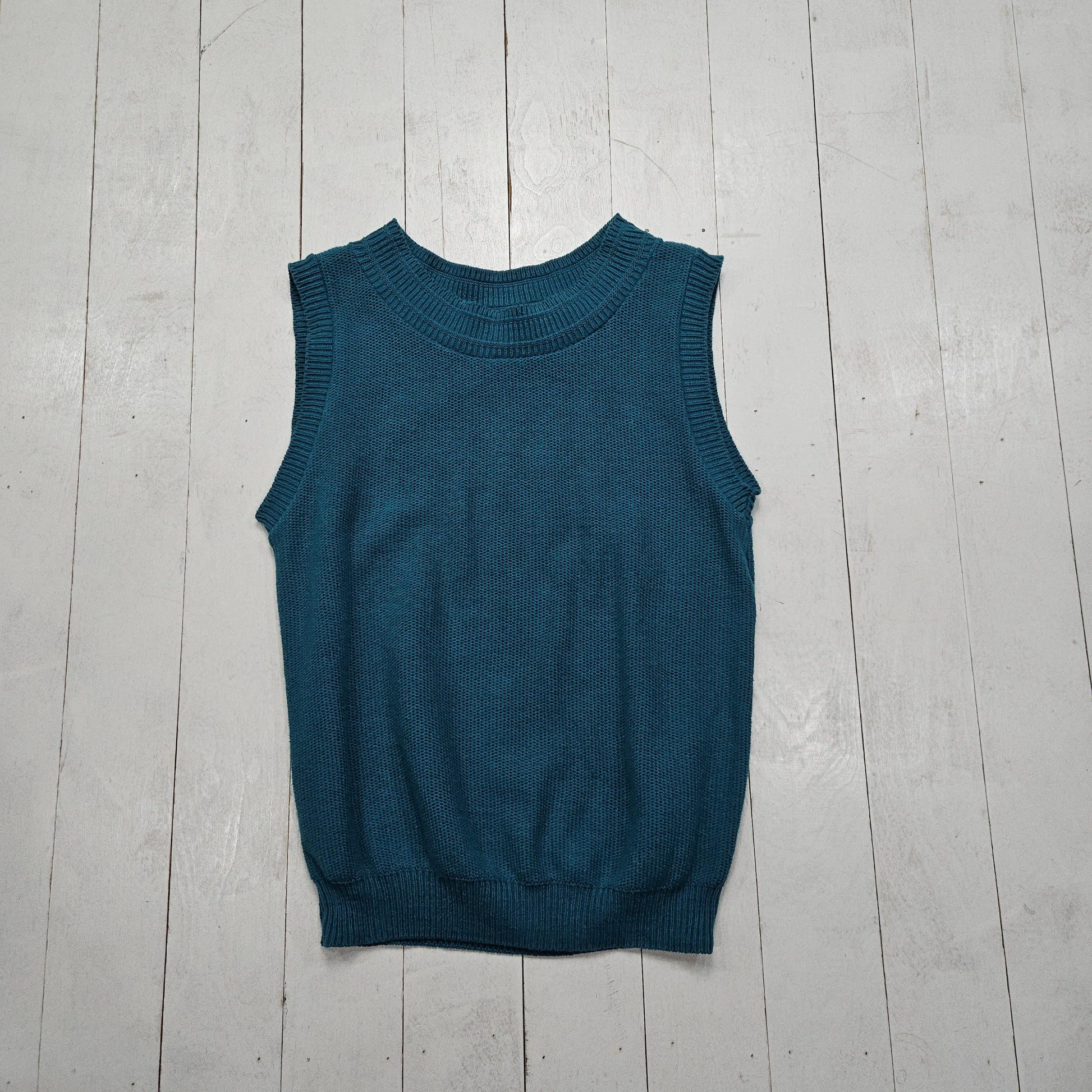 1990s Alps Teal Knit Sweater Vest Made in USA Size M