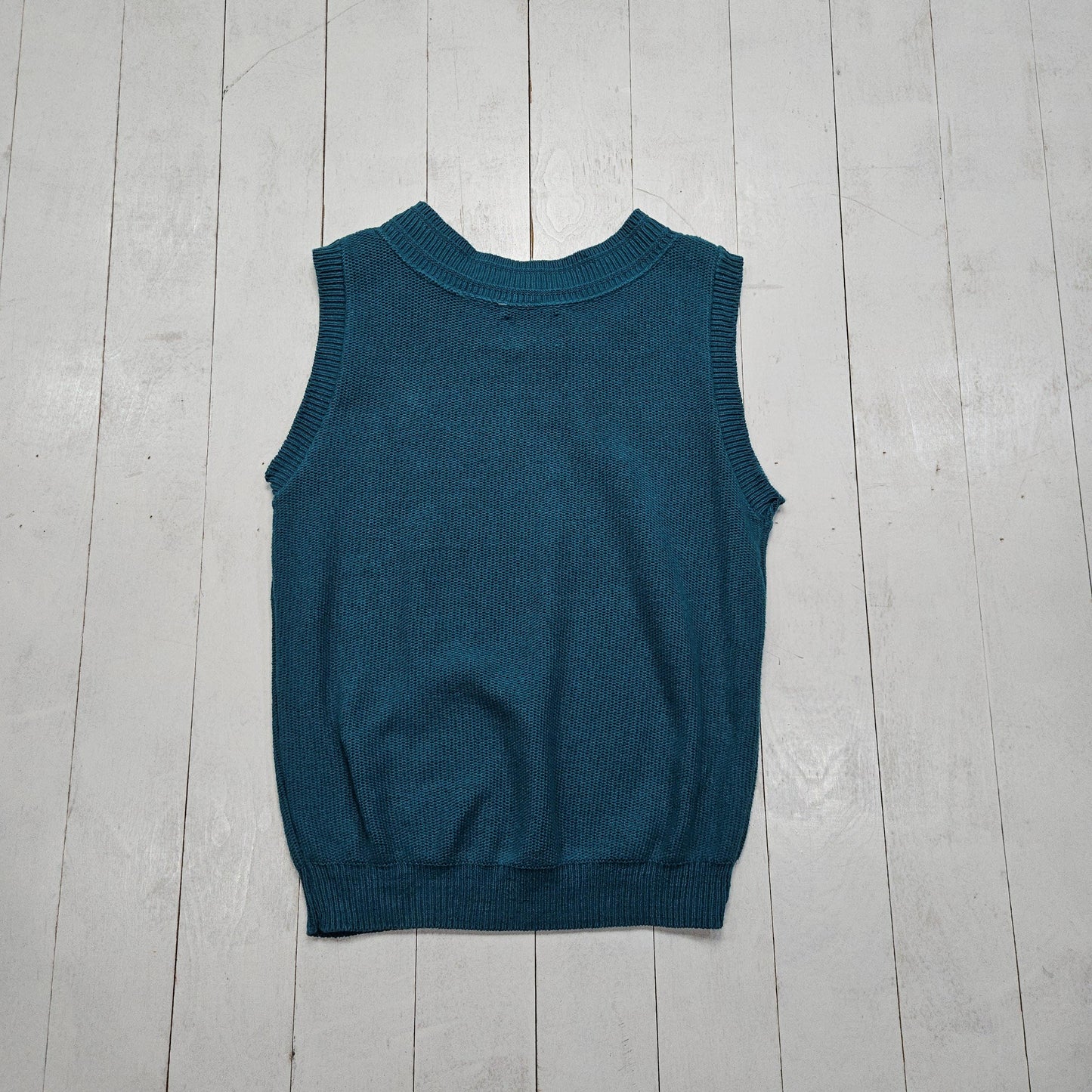 1990s Alps Teal Knit Sweater Vest Made in USA Size M