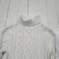 2000s Y2K Donna Salyers Fabulous Furs White Cotton Acrylic Blend Cable Knit Turtleneck Sweater Size S