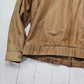 1990s St Johns Bay Brown Flannel Lined Leather Bomber Style Jacket Size L/XL