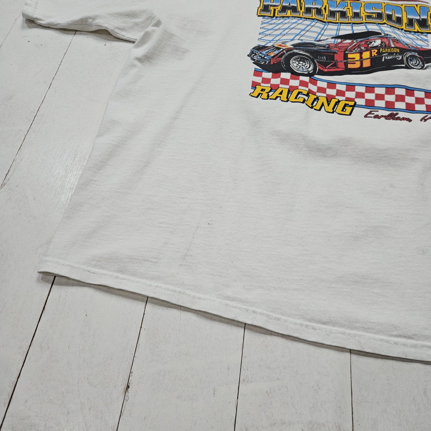 1990s/2000s Santee White Rex Parkison Racing T-Shirt Size XXL