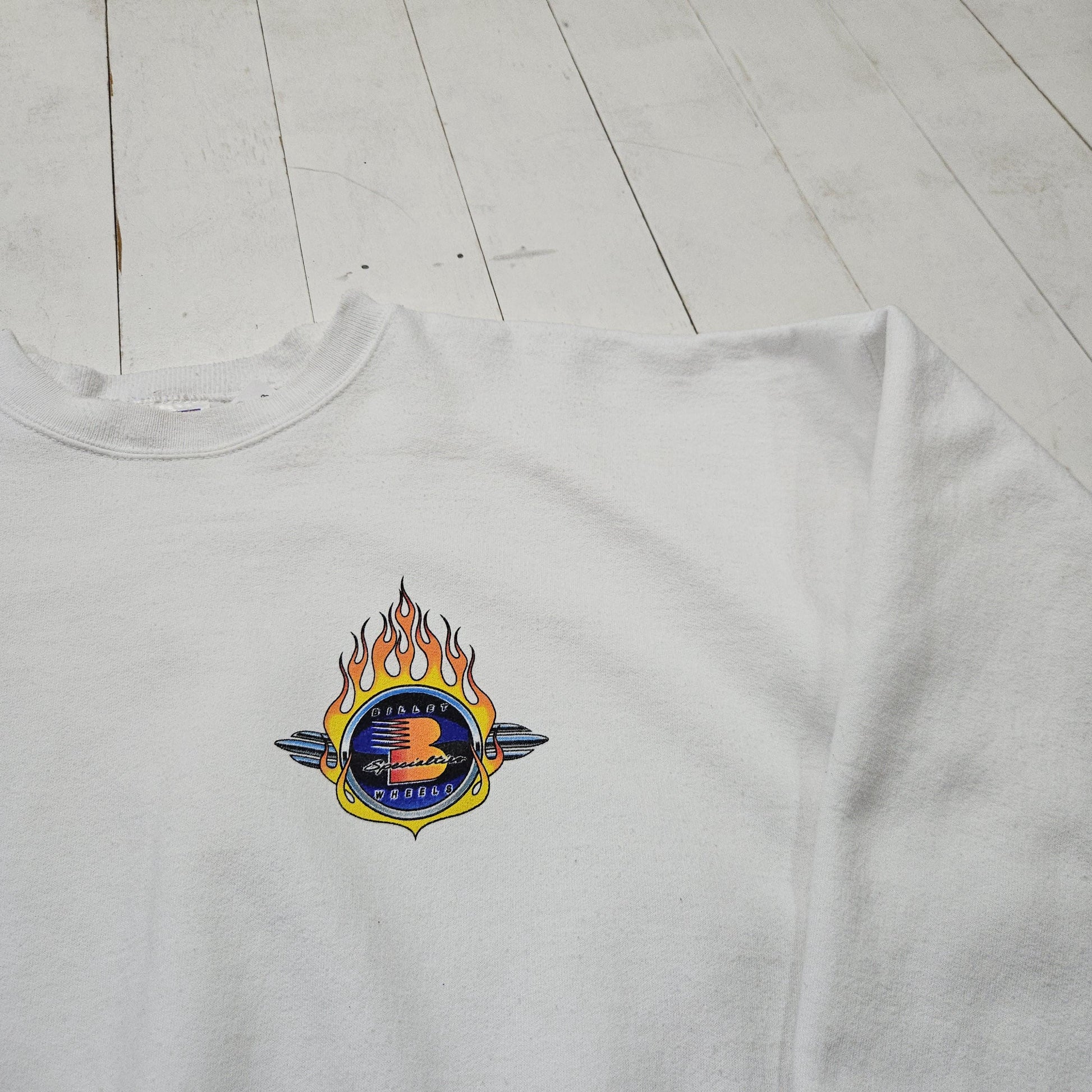 1990s Hanes White Billet Specialties Wheels Car Hot Rod Sweatshirt Size XXL