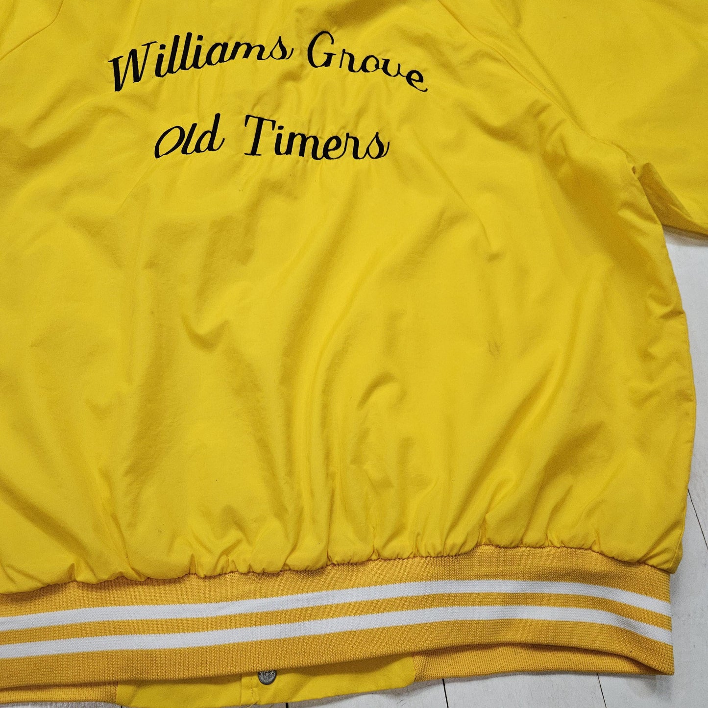 1980s/1990s Hartwell Williams Grove Old Timers Yellow Bomber Jacket Made in USA Size XL