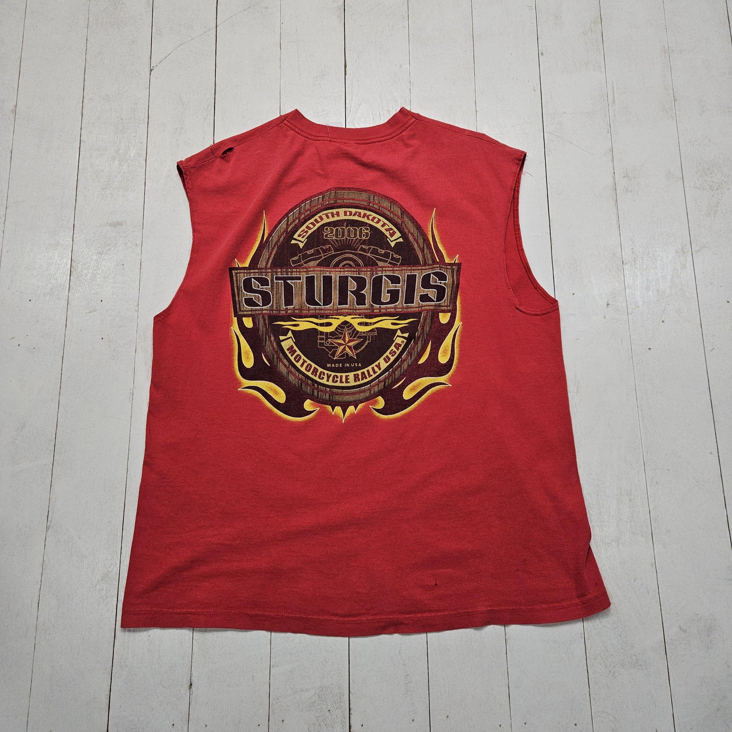 2000s 2006 Red Sturgis South Dakota Rally Week Motorcycle Tank Top T-Shirt Size XL