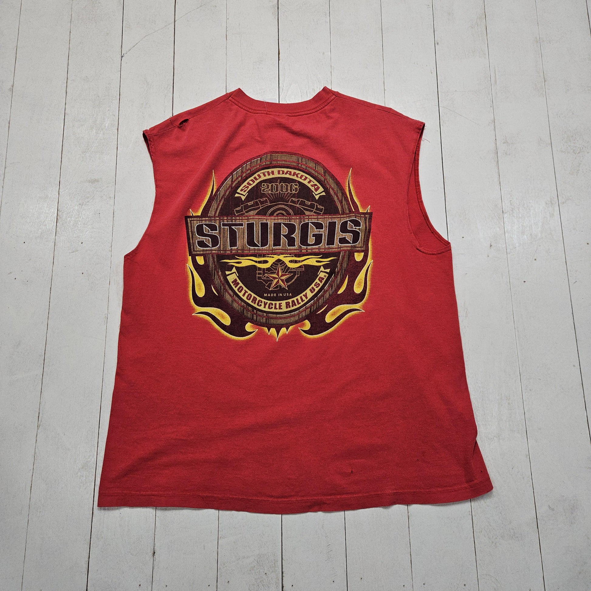 2000s 2006 Red Sturgis South Dakota Rally Week Motorcycle Tank Top T-Shirt Size XL