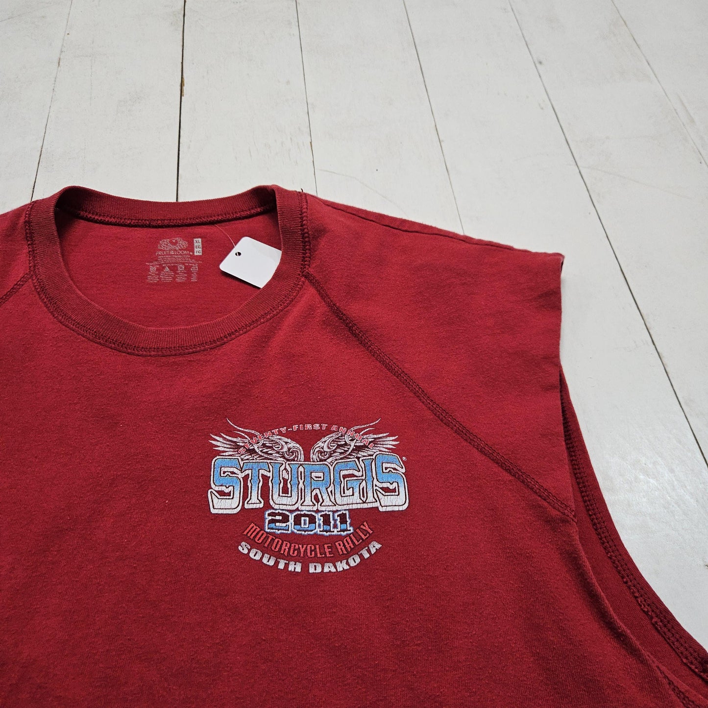 2010s 2011 Red Sturgis South Dakota Motorcycle Rally Tank Top T-Shirt Size XL