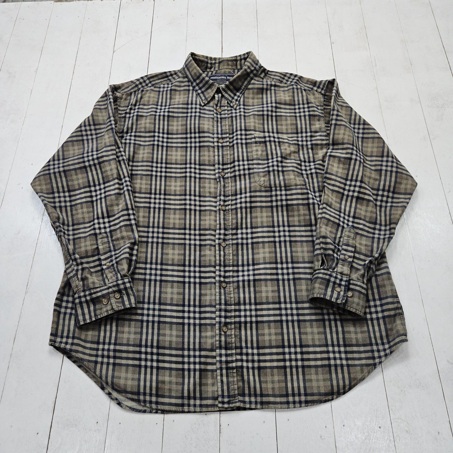 2010s Susquehanna Trail Micro Corduroy Plaid Button Down Shirt Size XXL/3XL