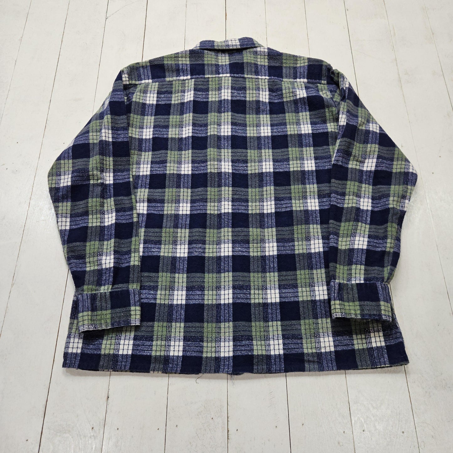 1980s Wedgefield Printed Cotton Plaid Flannel Shirt Size L