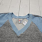 1980s Sears Roebucks Grey Blue V-Neck Raglan Sweatshirt Made in USA Size S