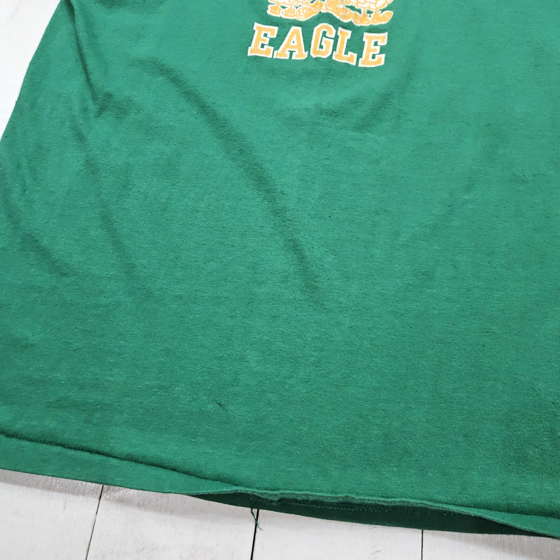 1980s Velva Sheen Green Year of the Eagle Ringer Collar T-Shirt Made in USA Size M