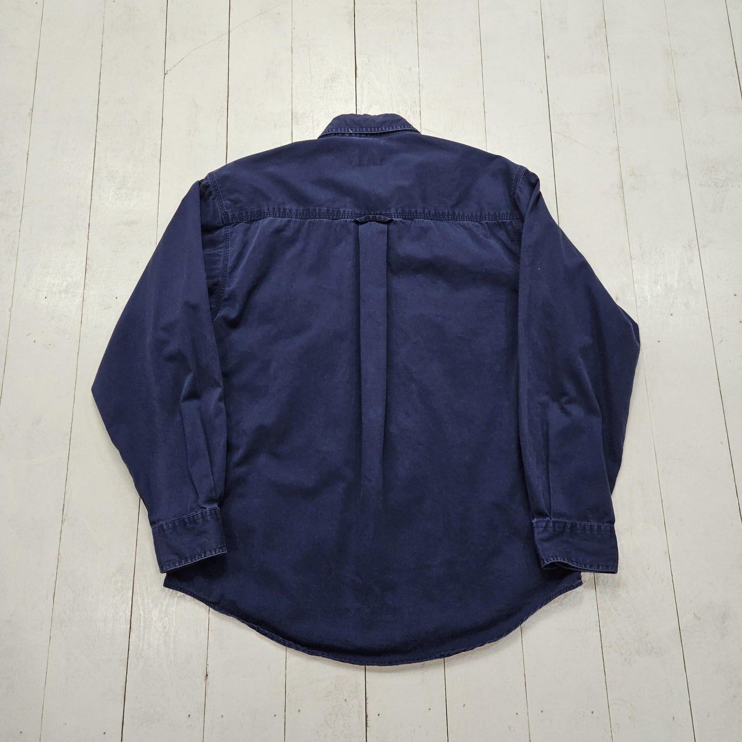 1990s/2000s Y2K Eddie Bauer Blue Rufton Twill Button Up Shirt Size M