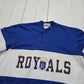 1990s Nutmeg Mills Blue White Color Block Kansas City Royals MLB Baseball Henley Collar Pullover T-Shirt Made in USA Size M