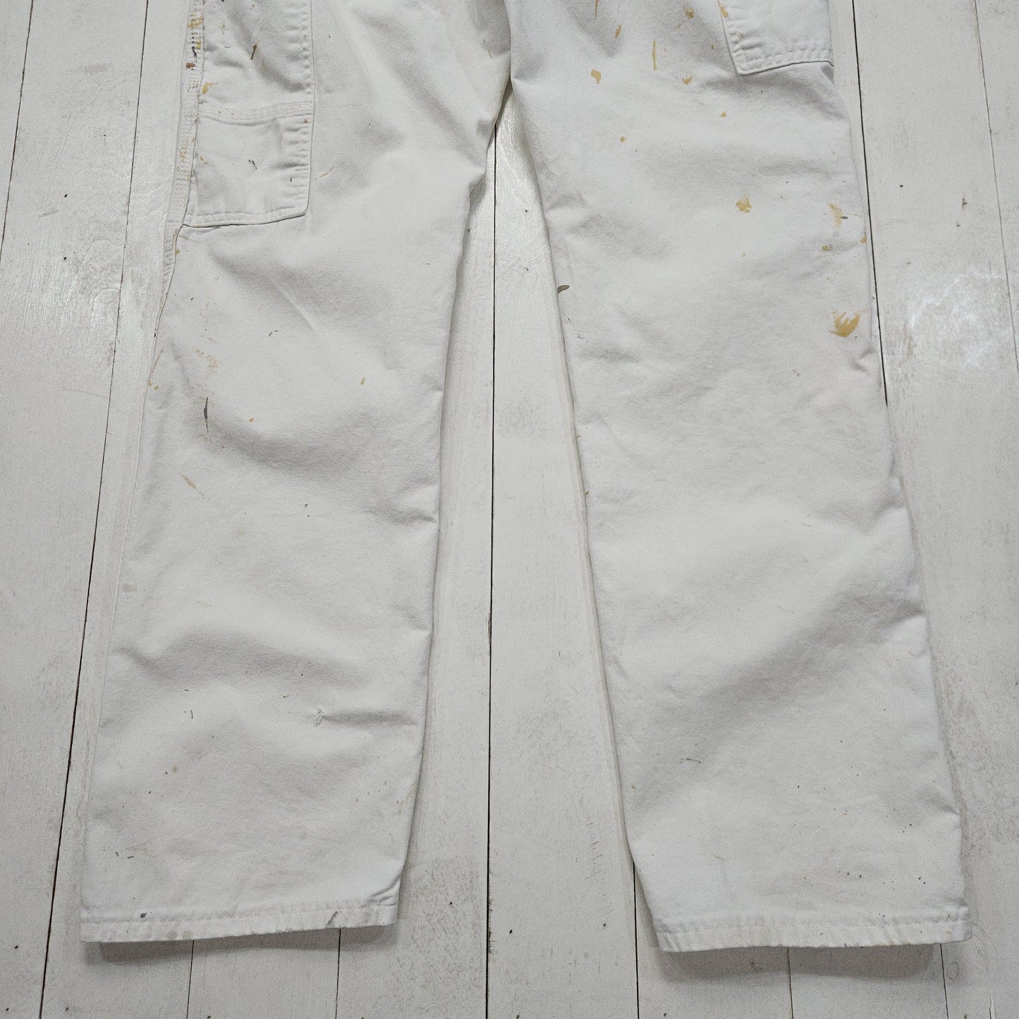 2000s Y2K Dickies Paint Splattered Iowa Paint White Painter's Pants Size 32x31.5