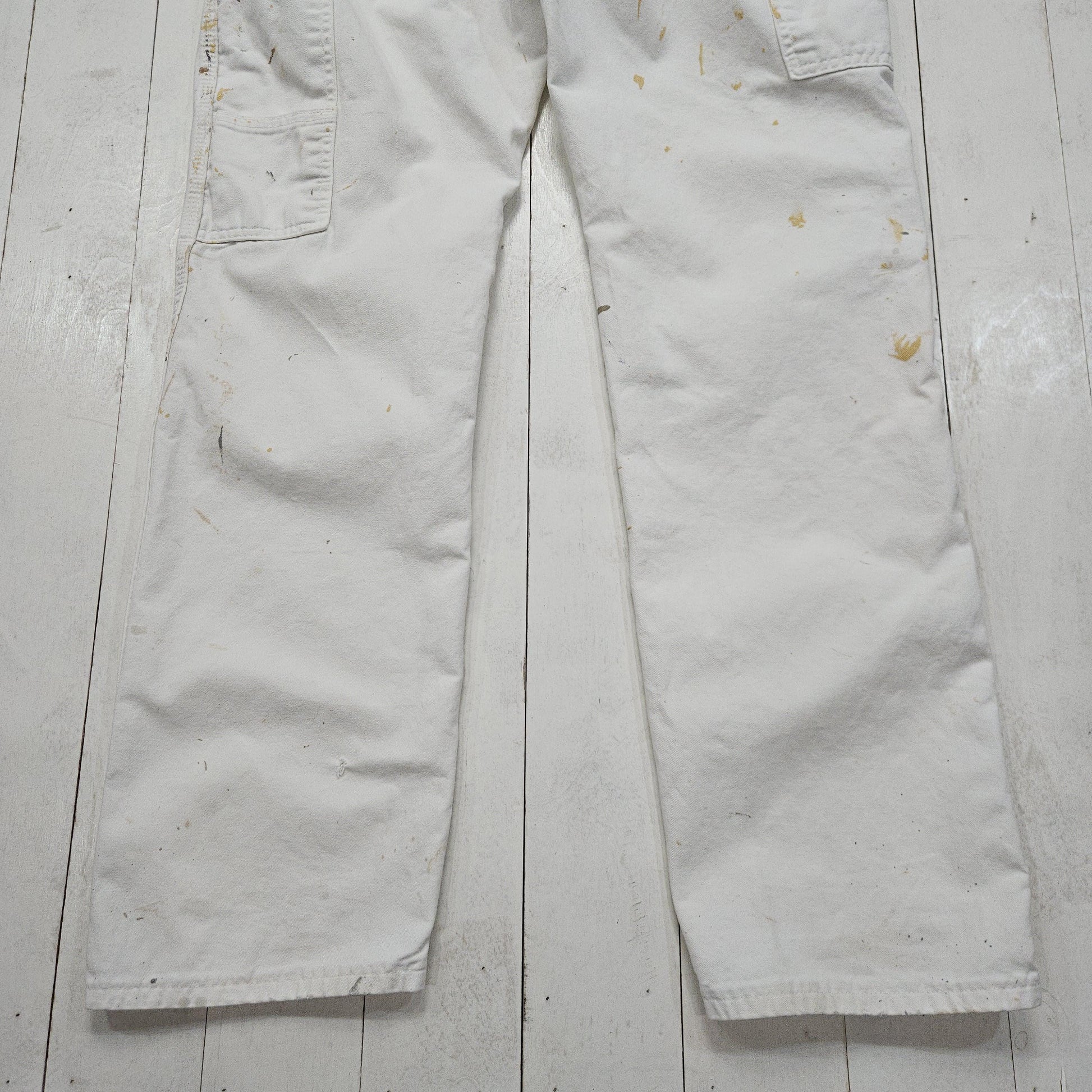 2000s Y2K Dickies Paint Splattered Iowa Paint White Painter's Pants Size 32x31.5