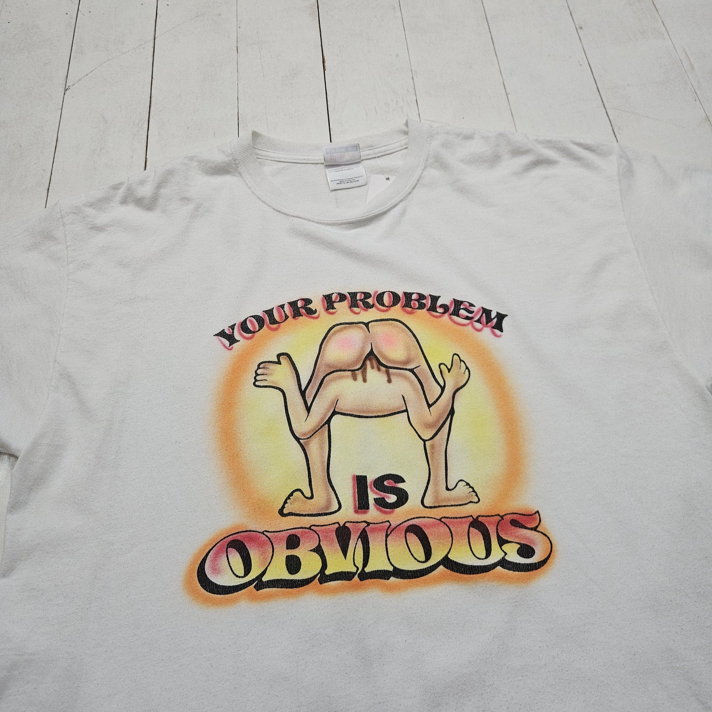 2000s Y2K Your Problem is Obvious Funny Airbrush T-Shirt Size L/XL