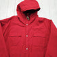 1990s LL Bean Red Wool Buffalo Plaid Lined Baxter State Parka Mountain Jacket Made in USA Size XL