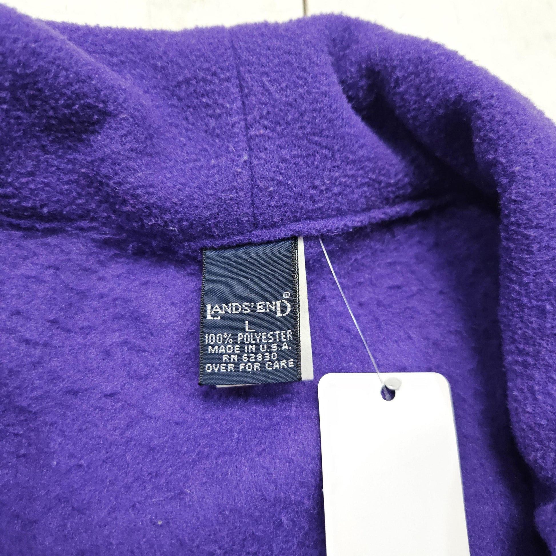 1990s Lands' End Purple Fleece Robe Made in USA Size M