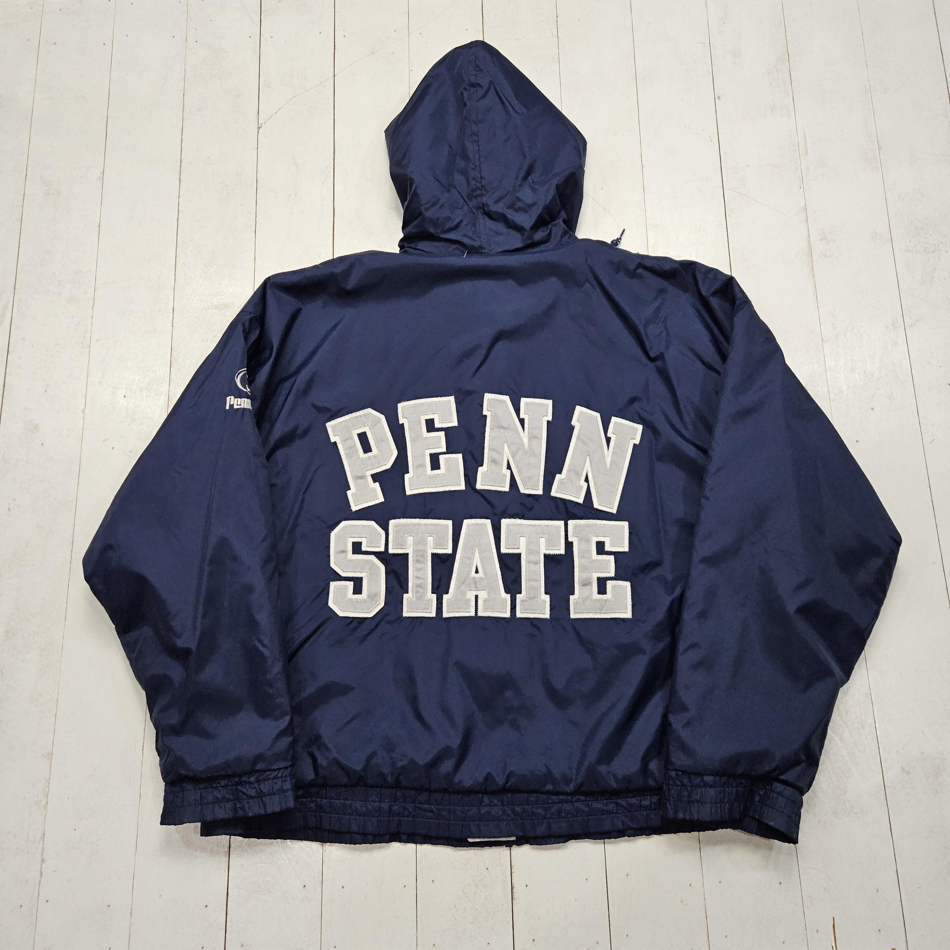 1990s Gear for Sports Blue Penn State Embroidered Lined Zip Up Hoodie Jacket Size XL