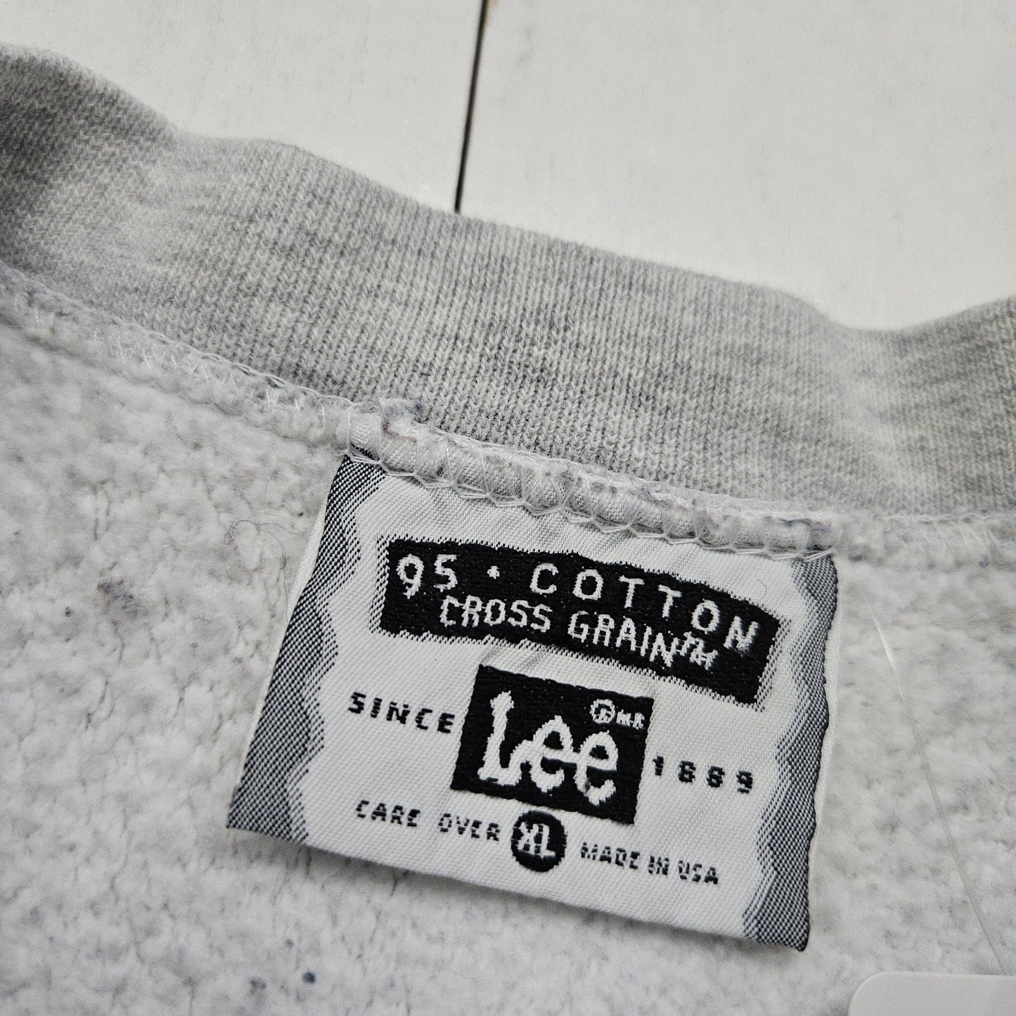 1990s Lee Cross Grain Grey Samuel Adams Just Brew It Beer Promotional Reverse Weave Style Sweatshirt Made in USA Size L