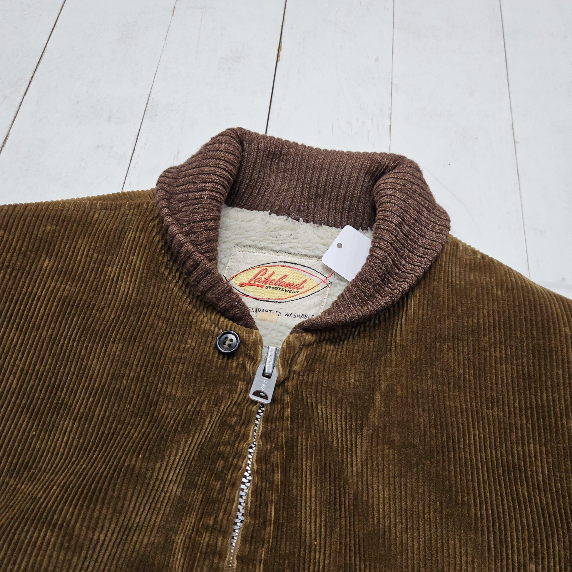 1970s Lakeland Brown Corduroy Sherpa Lined Clicker Style Car Coat Size L/XL