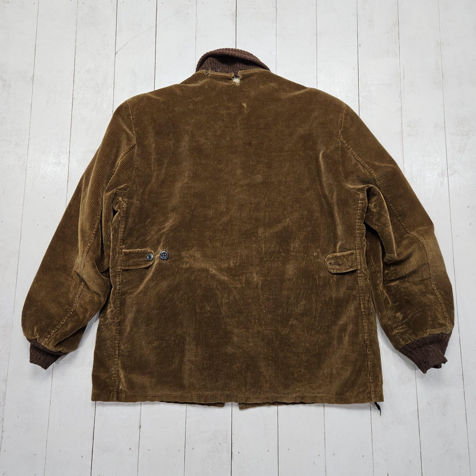 1970s Lakeland Brown Corduroy Sherpa Lined Clicker Style Car Coat Size L/XL