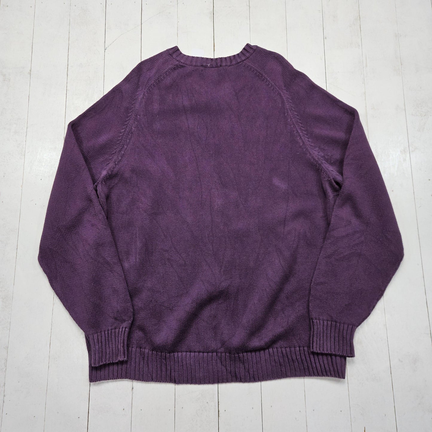 1990s Land's End Purple Cotton Knit Sweater Made in Japan Size XXL