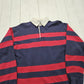 1990s/2000s Y2K John Ashford Blue Red Striped Long Sleeve Rugby Shirt Size M/L