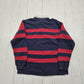 1990s/2000s Y2K John Ashford Blue Red Striped Long Sleeve Rugby Shirt Size M/L