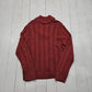 1980s/1990s Jeanne Pierre Red Cable Knit Shawl Collar Cotton Knit Sweater Size M/L