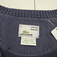 2000s Y2K Lacoste Vintage Washed Blue V-Neck Cotton Knit Sweater Size L